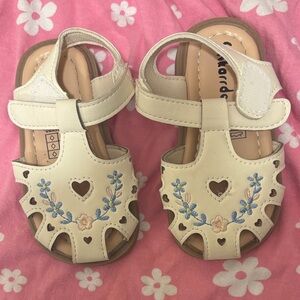 Girls Cream Floral Heart Sandals - Kids